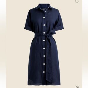J. Crew Linen Capitaine Shirt-dress in Navy, Size L
